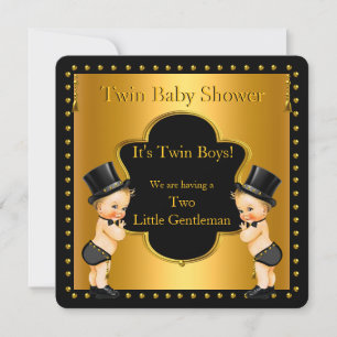 Invitation Twin Baby shower Boys Little Gentleman Lt Blonde