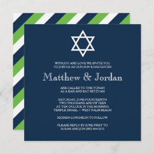 Invitation Twin Bar Mitzvah - Moderne