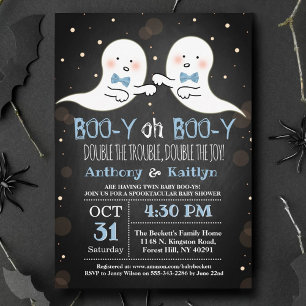 Invitation Twin Boy Ghosts Baby shower d'Halloween