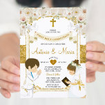 Invitation Twin Boy & Girl White Flower 1ère Sainte Communion<br><div class="desc">Twin Boy & Girl Fleur Blanche Première Sainte Communion Parties scintillant d'or Invitation Primera Comunión</div>