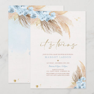 Invitation Twin Boy Pampas Grass Bohemian Desert Baby shower