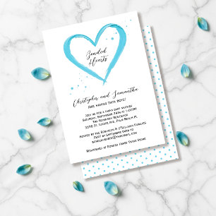 Invitation Twin Boys Elégant Baby shower moderne Blue Heart