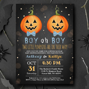 Invitation Twin Boys Petit Citrouille Baby shower d'Halloween