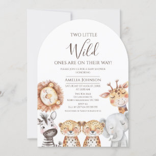 Invitation Twin Boys Safari Deux petits Baby showers sauvages