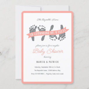 Invitation Twin Girls Couples Baby shower de douche Rose Peac