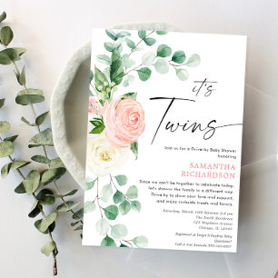 Invitation Twin Girls Drive by baby shower rose verdure