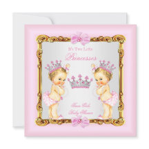 Twin Girls Princess Baby shower Gold Rose Blonde