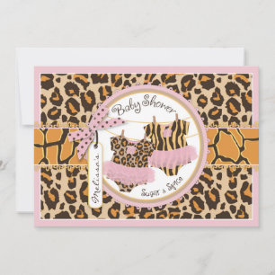 Invitation Twin Girls Tutus Cheetah Baby shower à imprimer