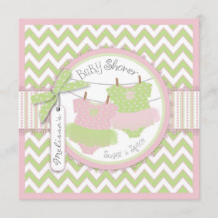 Invitation Twin Girls Tutus Chevron Baby shower d'impression