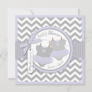 Invitation Twin Girls Tutus Chevron Baby shower d'impression