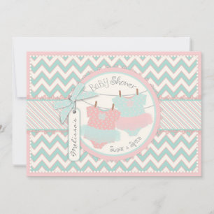 Invitation Twin Girls Tutus Chevron Baby shower d'impression