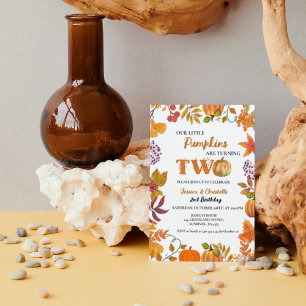 Invitation Twin Little Citrouille est à deux ans du 2ème anni