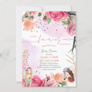 Invitation Twin Little Fairy Baby Girl Douche