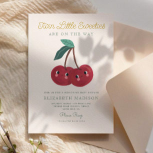 Invitation Twin Little Sweeties Cherry Berry Baby shower