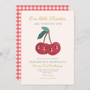 Invitation Twin little sweeties Cherry Premier anniversaire