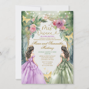Invitation Twin Purple et Green Royal Princess Mis Quince
