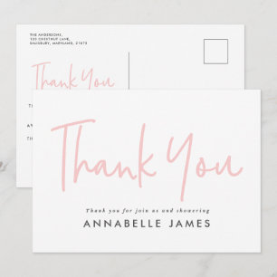 Invitation twin rose fille typographie moderne style merci