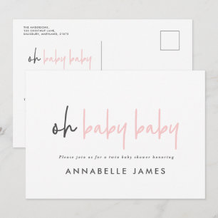 Invitation twin rose moderne typographie contemporaine petite