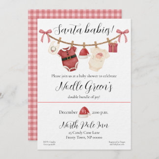 Invitation Twin Santa Babies Baby Shower