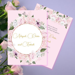 Invitation Twin Triplet Girl Baby Naming