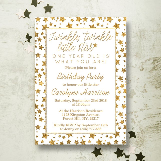 Invitation Twink, Twinkle Little Star 1er anniversaire (Créateur téléchargé)