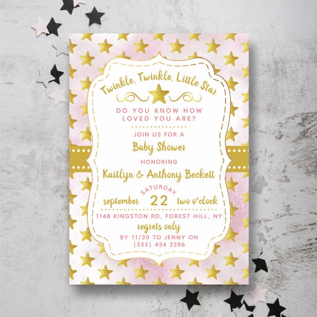 Invitation Twink, Twinkle Little Star Baby shower (Créateur téléchargé)