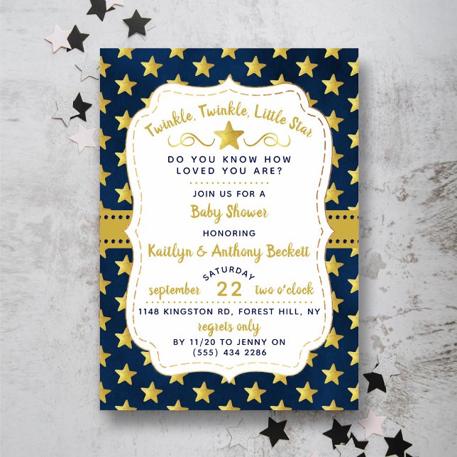 Invitation Twink, Twinkle Little Star Baby shower (Créateur téléchargé)