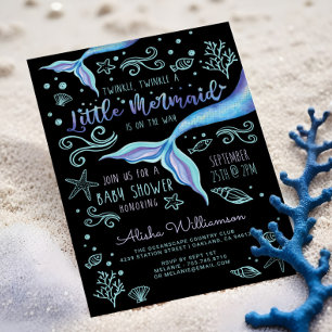 Invitation Twinkle Iridescente Ocean Mermaid Black