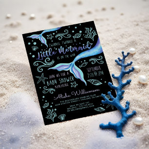 Invitation Twinkle Iridescente Ocean Mermaid Black