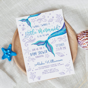 Invitation Twinkle Iridescente Ocean Mermaid White