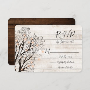 Invitation Twinkle Lights Tree Rustic Wood Wedding RSVP