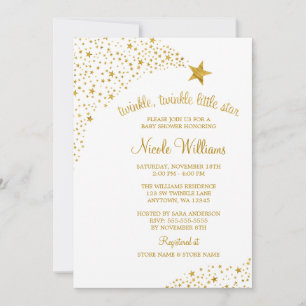 Invitation Twinkle Little Shooting Star Faux Gold Baby shower