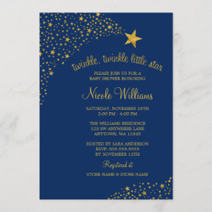 Invitation Twinkle Little Shooting Star Gold Baby shower de l