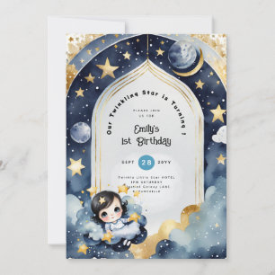 Invitation Twinkle Little Star 1er ANNIVERSAIRE, BABY SHOWER