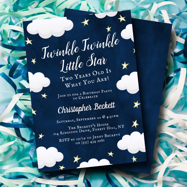 Invitation Twinkle Little Star 2e anniversaire (Créateur téléchargé)