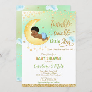 Invitation Twinkle Little Star Baby Douche Africain Américain