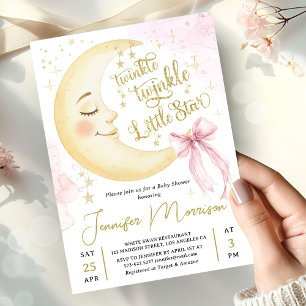Invitation Twinkle Little Star Baby Shower Fille Arc-en-ciel 