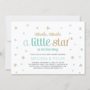 Invitation Twinkle Little Star Baby shower garçon, saupoudrer