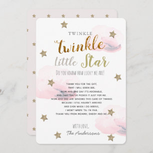 Invitation Twinkle Little Star Baby shower Merci rose