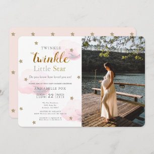 Invitation Twinkle Little Star Baby shower photo rose