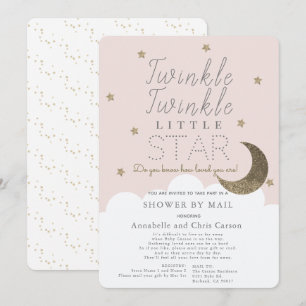 Invitation Twinkle Little Star Blush Baby shower rose par cou