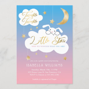 Invitation Twinkle Little Star Bunny Genre Reveal Party