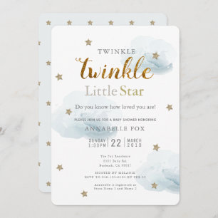 Invitation Twinkle Little Star & Cloud Baby shower