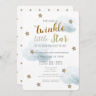 Invitation Twinkle Little Star & Cloud Baby shower