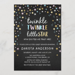 Invitation Twinkle Little Star Confetti & Chalk Baby shower