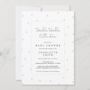 Invitation Twinkle Little Star Dusty Blue Elegant Baby shower