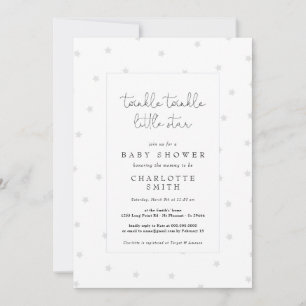 Invitation Twinkle Little Star Elegant Baby shower Grey