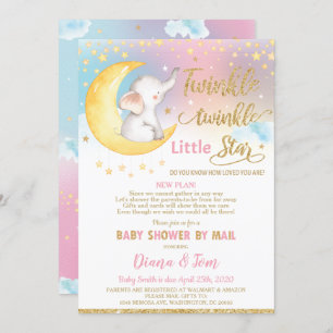 Invitation Twinkle Little Star Elephant Baby shower par courr
