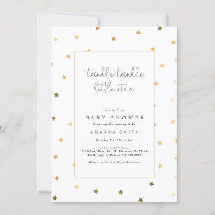 Invitation Twinkle Little Star Faux Gold Baby shower élégant