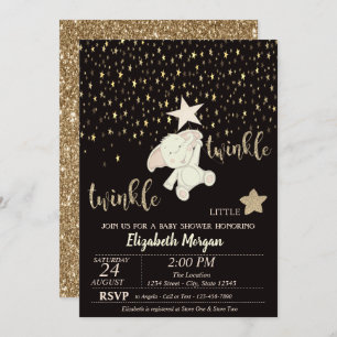Invitation Twinkle Little Star Gold Parties scintillant, Baby